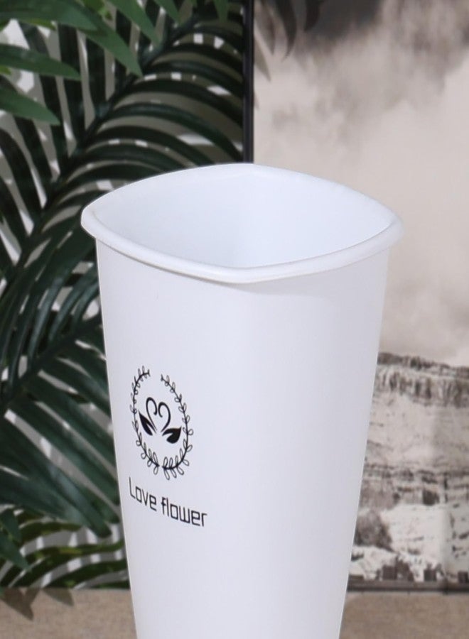Yesdate 12 Inch Tall Flower Plant Buckets with Handles, Deep Plastic Flower Holder Tall Plant Pot, Planter Farmhouse Vase, Set of 4, White - Image 4